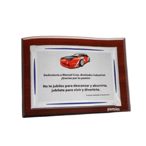 Placa homenaje estuche grabado color (sublimación). F-5291. Disponibles 3 tamaños