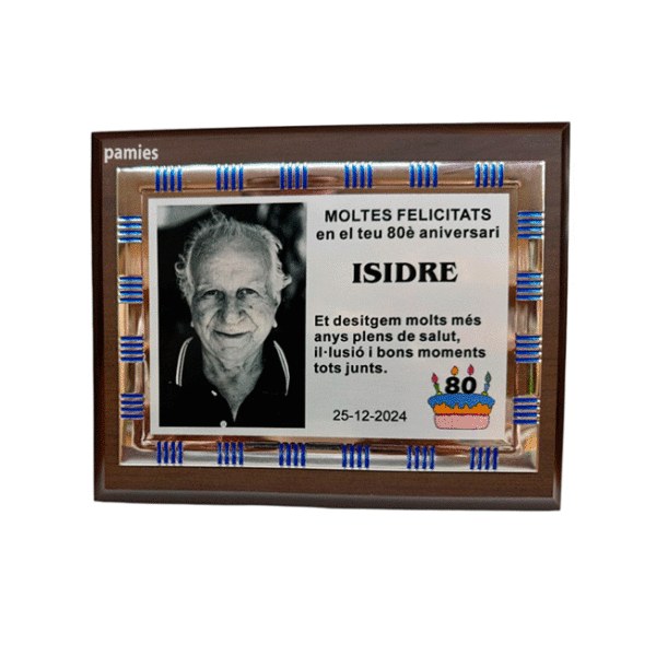 Placa homenaje estuche grabado color (sublimación). F-5191. Disponibles 3 tamaños